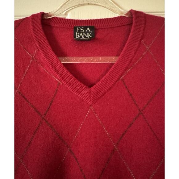 Jos. A. Bank Lambswool Sweater V-Neck XXL Argyle Diamonds Pattern Executive Coll - Picture 3 of 7